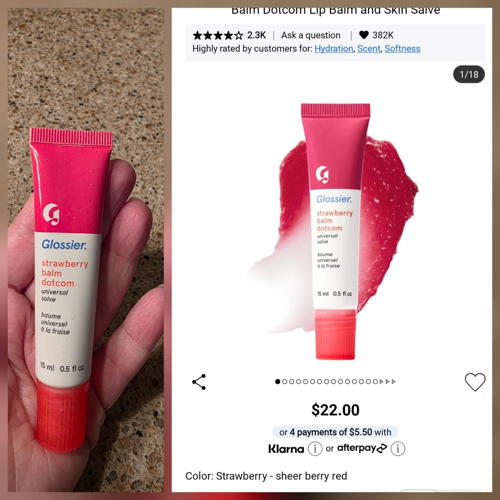 Glossier Strawberry Balm Dotcom